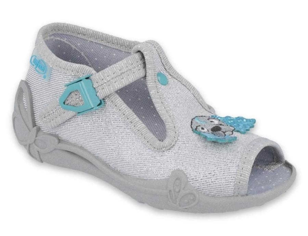 Obrázok z BEFADO 213P121 dievčenské strieborné papuče so psíkom