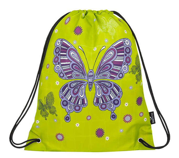 Obrázok z Bagmaster SÁČEK ALFA 8 A školní na přezůvky / tělocvik - motýl s kamínky žlutá 1.2 l