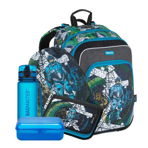 Obrázok z Bagmaster NINY 21 Veľká školská súprava pre prvákov - zelený robot 23 l