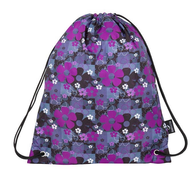 Obrázok z Bagmaster MERCURY 8 A školský vak na prezúvky / vak na telocvik - fialové kvety fialová 1,2 l