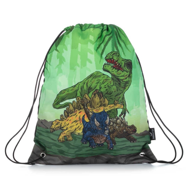 Obrázok z Bagmaster Bag ALFA 21 C školský vak na prezúvky / vak na cvičky - dinosaurus zelený 1,2 l