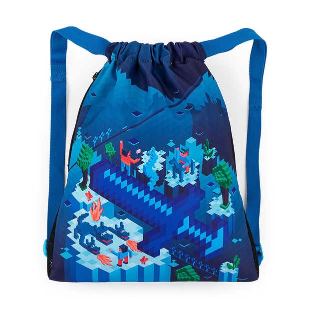 Obrázok z Bagmaster PRIM 22 D školský vak na prezúvky / vak na telocvik - kocka svetová modrá 1,2 l