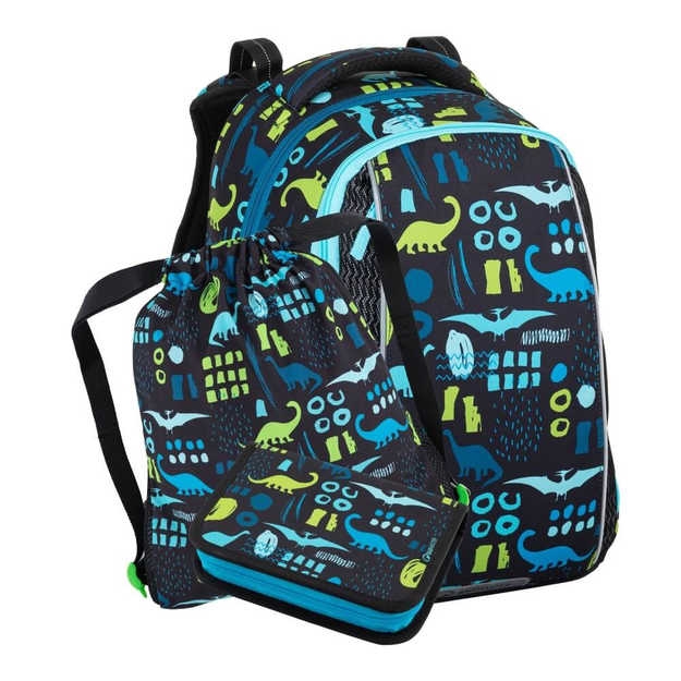 Obrázok z Bagmaster VEGA 22 B malý školní set pro prvňáčky - dinosauři modrá 22 l