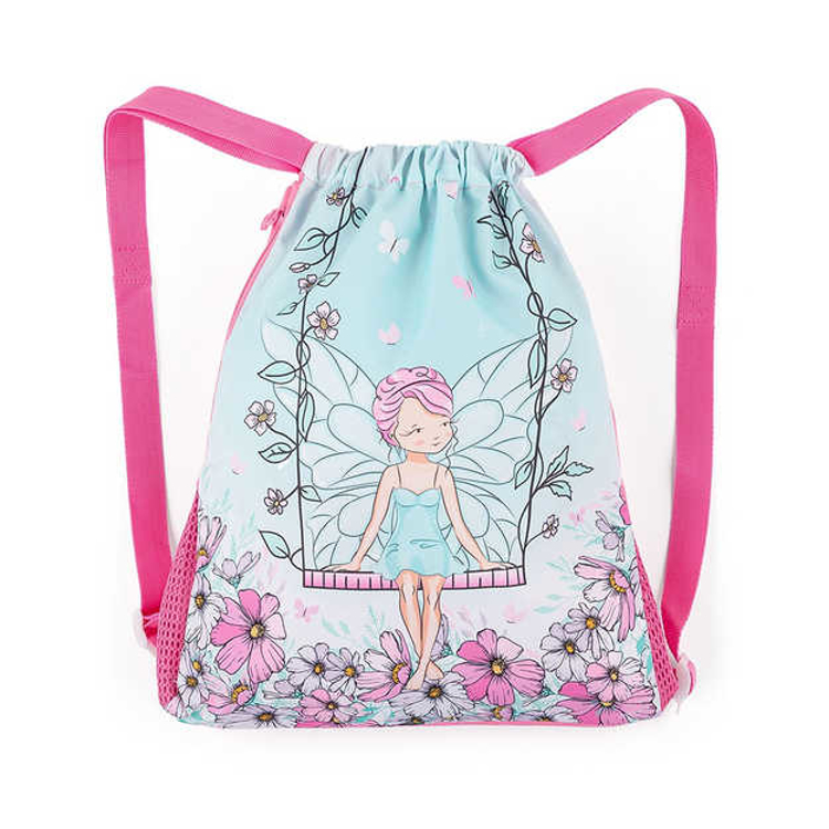 Obrázok z Bagmaster Bag LUMI 23 B školský vak na prezúvky / vak na cvičky - flower fairy blue 1,5 l