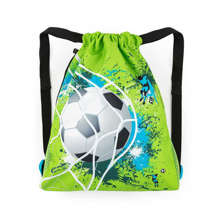 Obrázok z Bagmaster PRIM 23 D školský vak na prezúvky / vak na telocvik - futbalový zelený 1,5 l