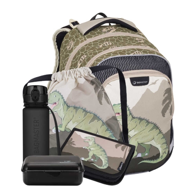 Obrázok z Bagmaster LUMI 24 C velký školní set pro prvňáčky – dinosaurus Zelená 18 l