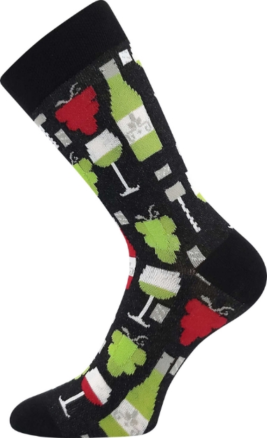 Obrázok z VOXX Ponožky letní VÍNOXX s obrázky VÍNA černé