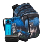 Obrázok z Bagmaster LUMI 24 F velký školní set pro prvňáčky – vlk Modrá 18 l