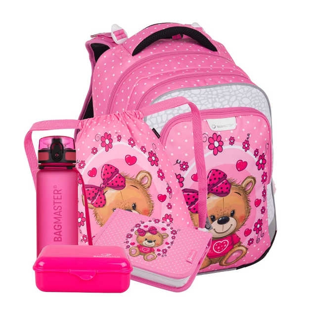 Obrázok z Bagmaster LUMI 24 H velký školní set pro prvňáčky – medvídek Růžová 18 l