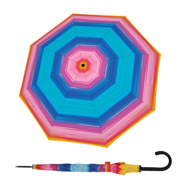 Obrázok z DOPPLER Fiber Flex Long AC Happy pink - dámský holový vystřelovací deštník vícebarevný