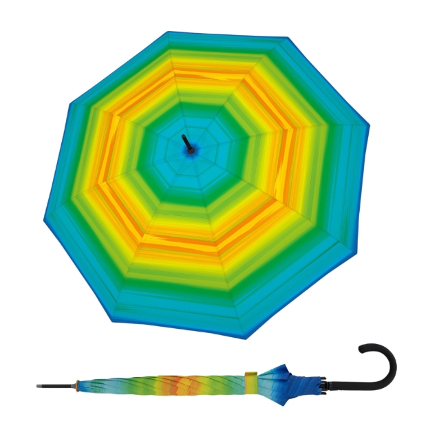 Obrázok z DOPPLER Fiber Flex Long AC Happy green - dámský holový vystřelovací deštník vícebarevný