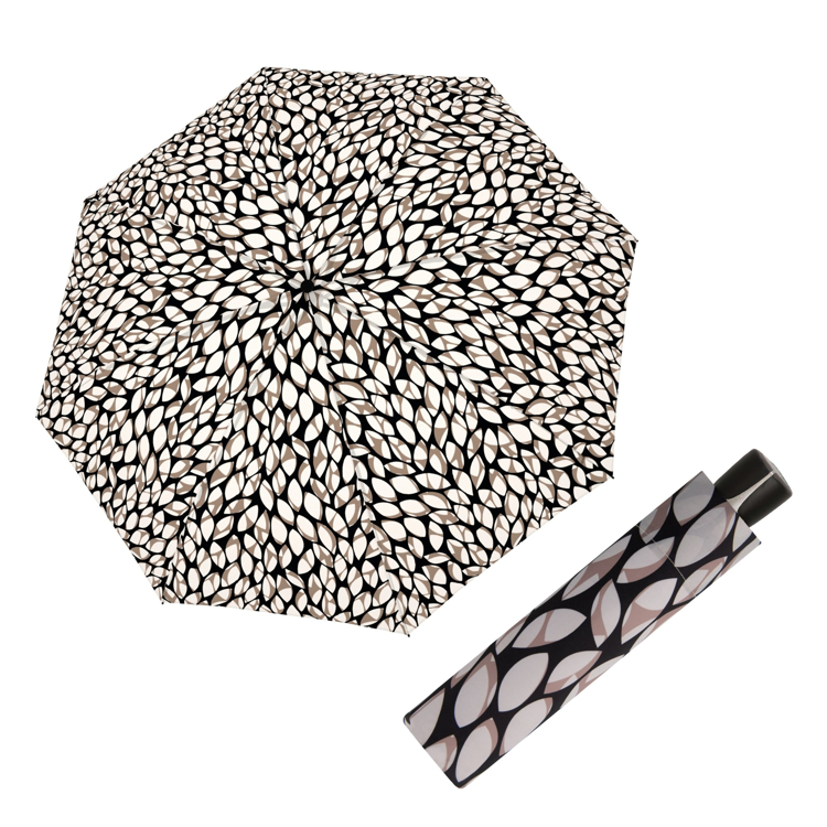 Obrázok z DOPPLER Fiber Mini Leaves taupe - dámský skládací deštník