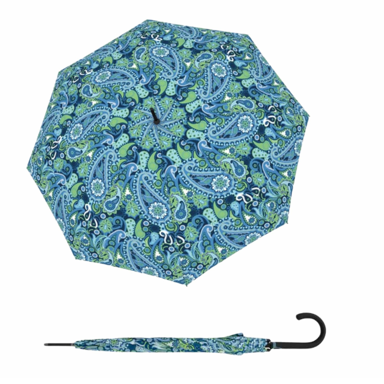 Obrázok z DOPPLER Fiber Flex Long AC Paisley blue - dámský holový vystřelovací deštník vícebarevný