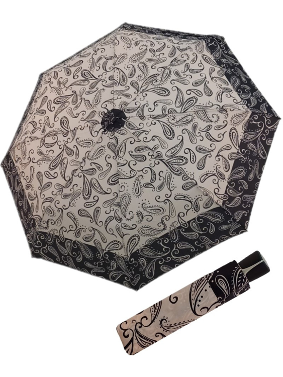 Obrázok z DOPPLER Fiber Mini Black White paisley - dámský skládací deštník bílá