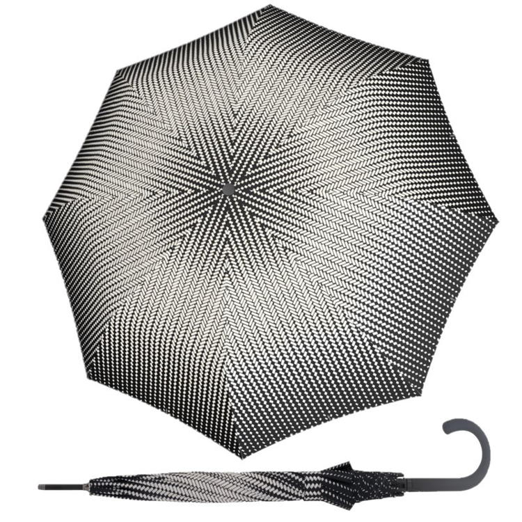 Obrázok z DOPPLER Fiber Flex AC Black&White Traced - dámský holový vystřelovací deštník bílá