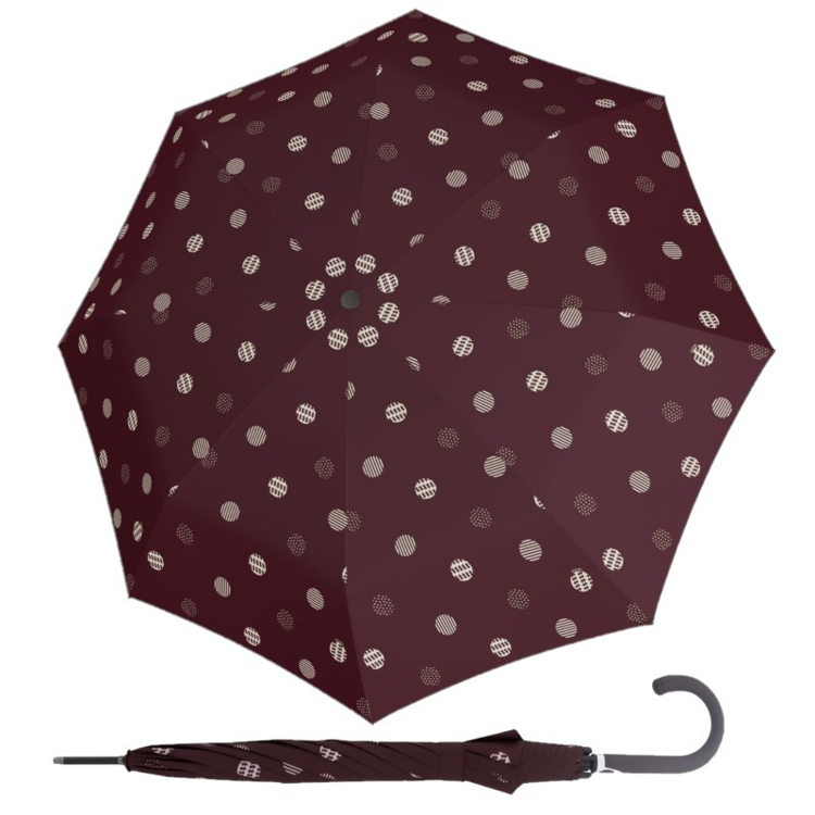 Obrázok z DOPPLER Fiber Flex AC Timeless Red Dots - dámský holový vystřelovací deštník červená