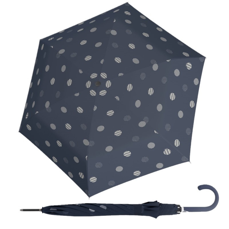 Obrázok z DOPPLER Fiber Flex AC Timeless Blue Dots - dámský holový vystřelovací deštník béžová