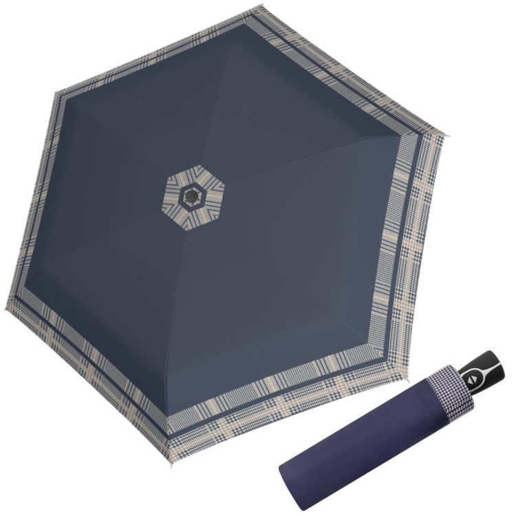 Obrázok z DOPPLER Fiber Magic Timeless Blue Hahnentritt – dámský plně automatický deštník modrá