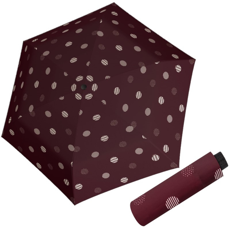 Obrázok z DOPPLER Fiber Havanna Timeless Red Dots - dámský skládací deštník béžová