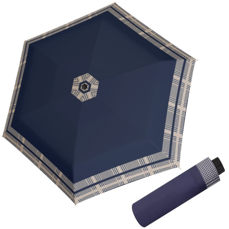 Obrázok z DOPPLER Fiber Havanna Timeless Blue Hahnentritt - dámský skládací deštník modrá