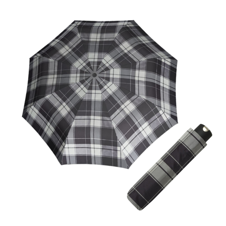 Obrázok z DOPPLER Carbonsteel Mini Woven Karo/šedý - dámský skládací deštník šedá