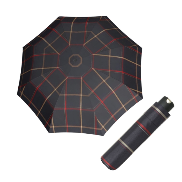 Obrázok z DOPPLER Carbonsteel Mini Woven Karo/černý - dámský skládací deštník černá