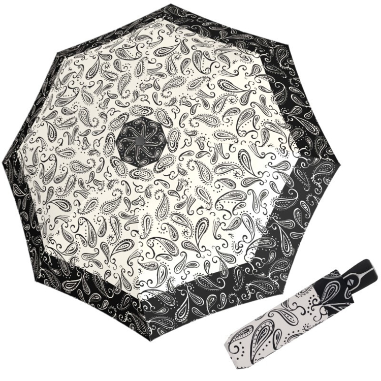 Obrázok z DOPPLER Fiber Magic Black&White Paisley - dámský plně automatický deštník bílá