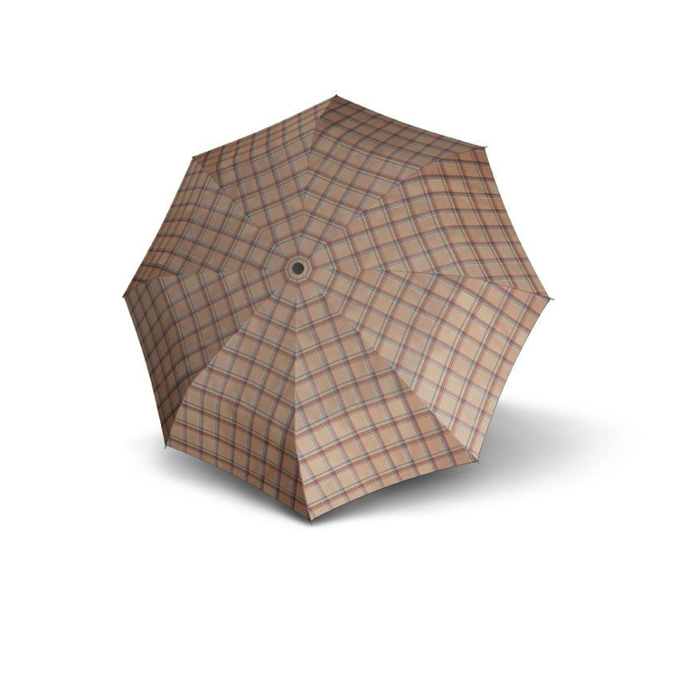 Obrázok z DOPPLER Carbonsteel Mini Woven Karo/hnědý - dámský skládací deštník béžová
