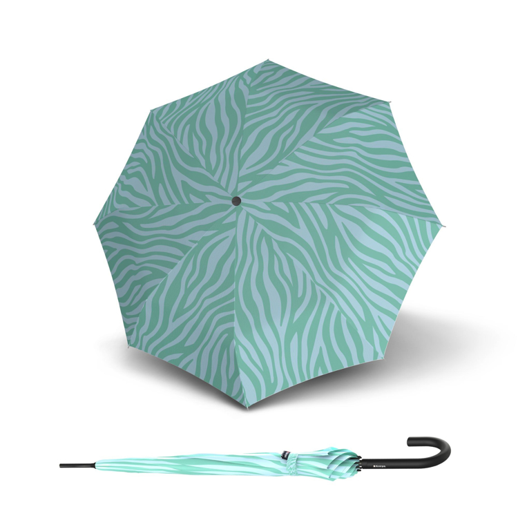Obrázok z KNIRPS A.760 STICK AUTOMATIC Zebra Mint - elegantní holový vystřelovací deštník