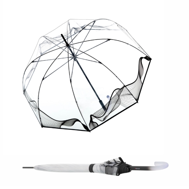 Obrázok z Knirps C.760 Stick Transparent Lilith - průhledný dámský holový deštník černá