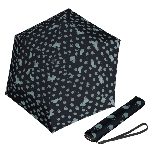 Obrázok z Knirps US.050 ultra light slim manual rainyday black - lehký dámský skládací plochý deštník světle šedá