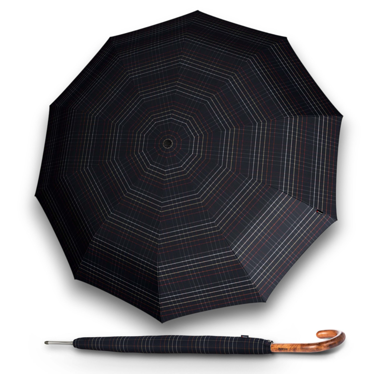 Obrázok z KNIRPS T.771 LONG CHECK BLACK - pánský holový vystřelovací deštník černá
