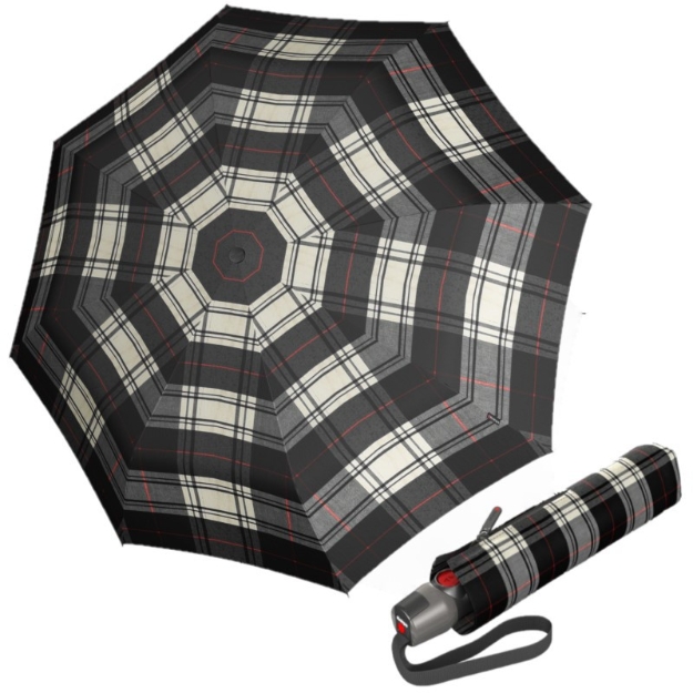 Obrázok z KNIRPS T.200 CHECK BLACK & WHITE - elegantní dámský plně automatický deštník