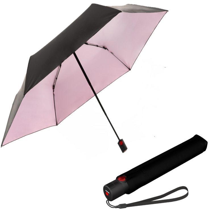 Obrázok z KNIRPS U.200 BLACK WITH ROSE - elegantní dámský plně automatický deštník černá