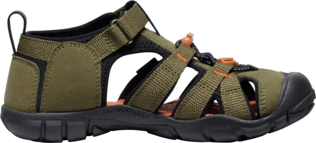 Obrázok z KEEN Seacamp II CNX Youth Detské sandále dark olive/gold flame