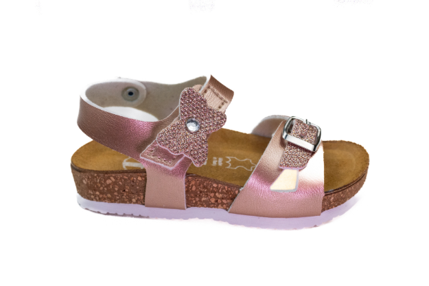 Obrázok z Dětské pantofle rose gold s motýlkem