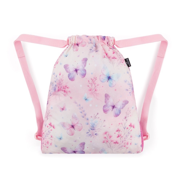 Obrázok z Bagmaster SÁČEK DOPI 25 A školní na přezůvky / tělocvik – motýlci Růžová 1,5 l