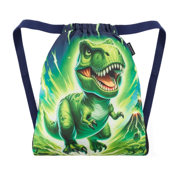 Obrázok z Bagmaster SÁČEK LUMI 25 C školní na přezůvky / tělocvik – dinosaurus Zelená 1,5 l