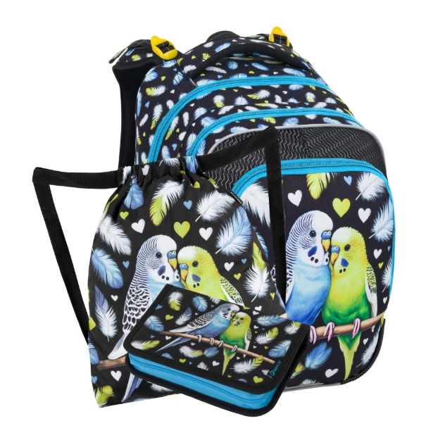 Obrázok z Bagmaster BETA 25 A malý školní set pro prvňáčky – papoušek Černá 18 l