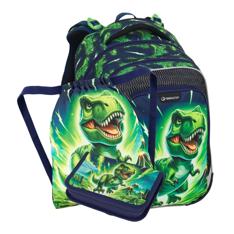 Obrázok z Bagmaster LUMI 25 C malý školní set pro prvňáčky – dinosaurus Zelená 18 l