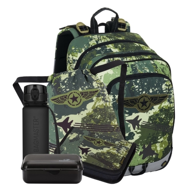 Obrázok z Bagmaster ALFA 25 B velký školní set pro prvňáčky – stíhačky Zelená 18 l