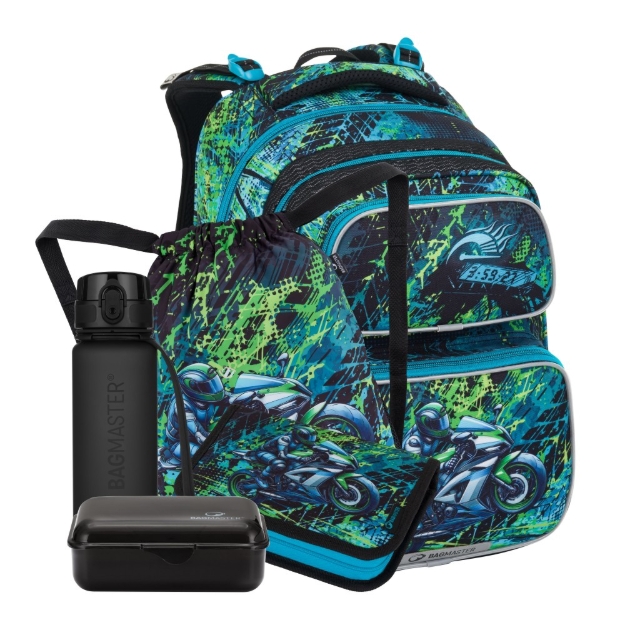 Obrázok z Bagmaster DOPI 25 B velký školní set pro prvňáčky – motorka Modrá 18 l