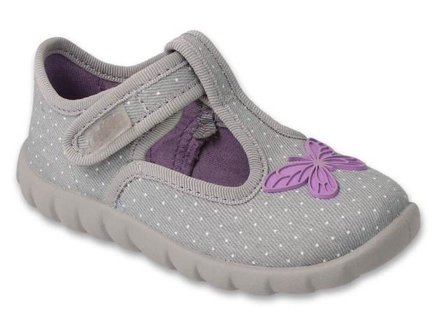 Obrázok z BEFADO 627P004 dívčí bačkorky SZ šedé motýl