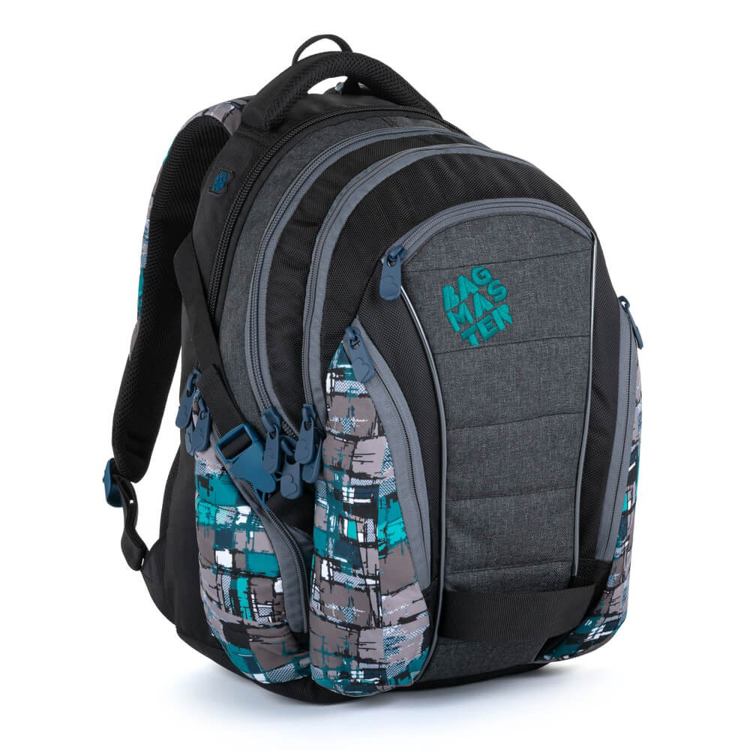 Obrázok z Bagmaster BAG 21 B studentský batoh - zeleně modrý Šedá 30 l