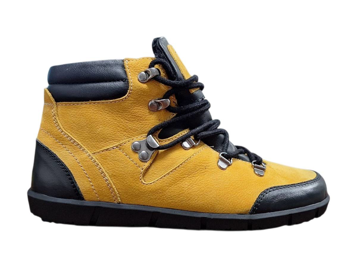 Wild 017-26017 Dámske celokožené barefoot členkové topánky horčicové 36