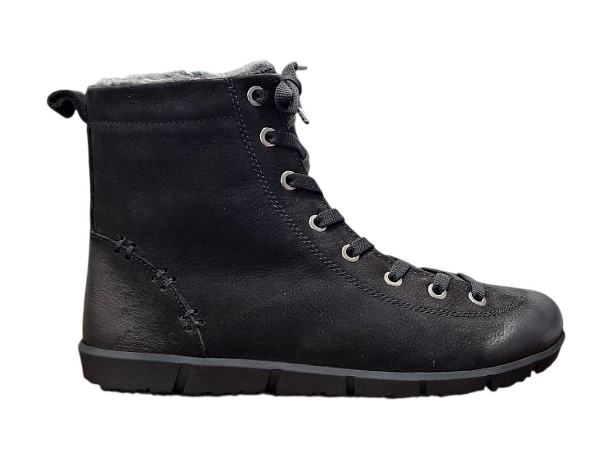 Wild 017-28001 Dámske celokožené barefoot členkové topánky čierne 36