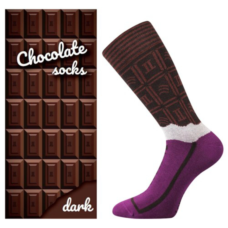 Obrázok z LONKA Ponožky dámské originální s motivem CHOCOLATE v krabičce DARK