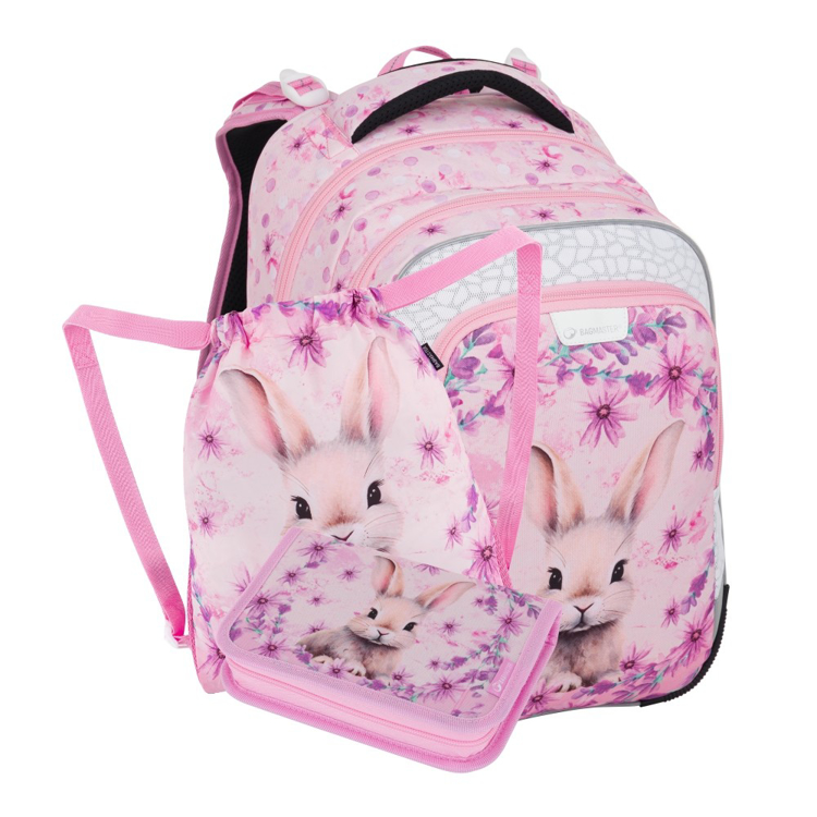 Obrázok z Bagmaster LUMI 25 A malý školní set pro prvňáčky – králíček Růžová 23 l