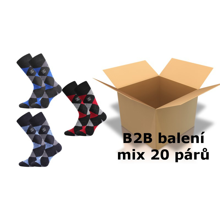 Obrázok z LONKA Ponožky pánské společenské DIMAGE velkoobchodní kartonové balení MIX (20 párů)