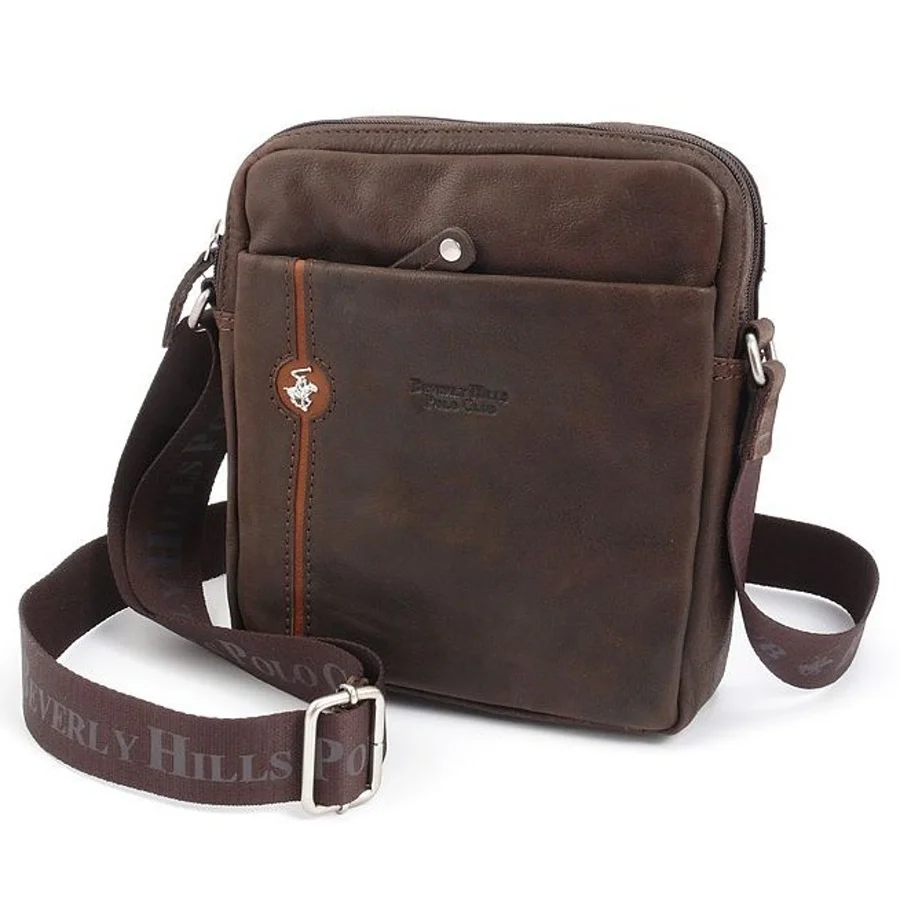 Kožená crossbody taška BHPC Explore M+ BH-382-25 hnedá 3 L